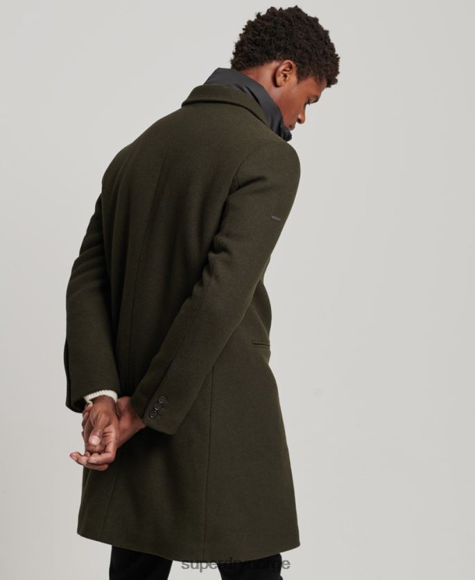 Superdry grønn klær 86P46D1043 avtakbart fôr ull bykåpe menn