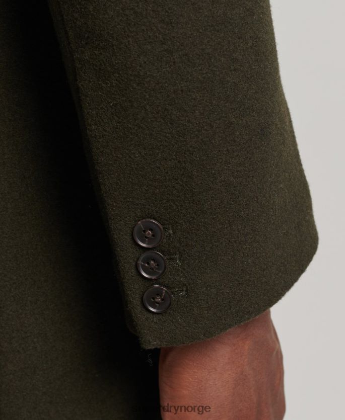 Superdry grønn klær 86P46D1043 avtakbart fôr ull bykåpe menn