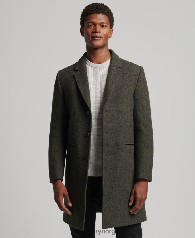 Superdry grønn klær 86P46D1113 avtakbart fôr ull bykåpe menn