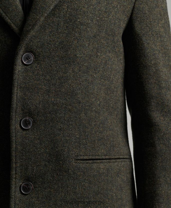 Superdry grønn klær 86P46D1113 avtakbart fôr ull bykåpe menn