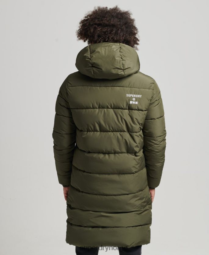 Superdry kaki klær 86P46D4526 langlinefrakk med hette med logo menn