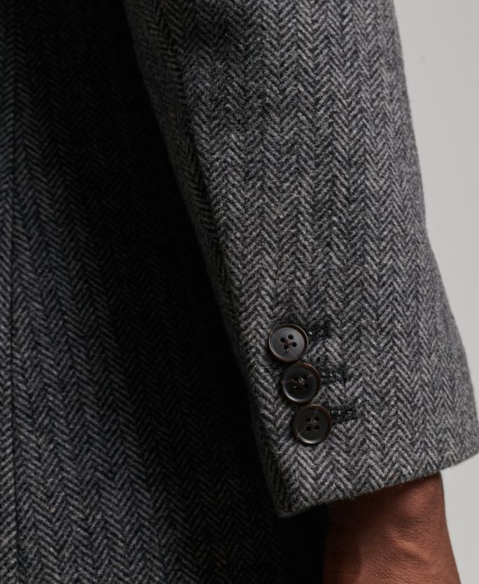 Superdry mørk grå klær 86P46D1072 avtakbart fôr ull bykåpe menn