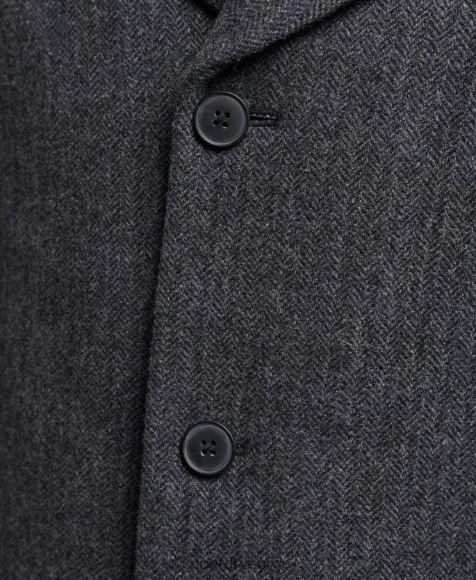 Superdry mørk grå klær 86P46D1136 avtagbart fôr kort ullfrakk menn