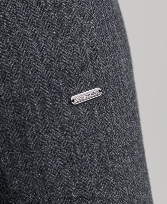 Superdry mørk grå klær 86P46D1136 avtagbart fôr kort ullfrakk menn