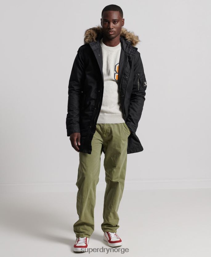Superdry mørk grå klær 86P46D1171 service parkasjakke i fuskepels menn