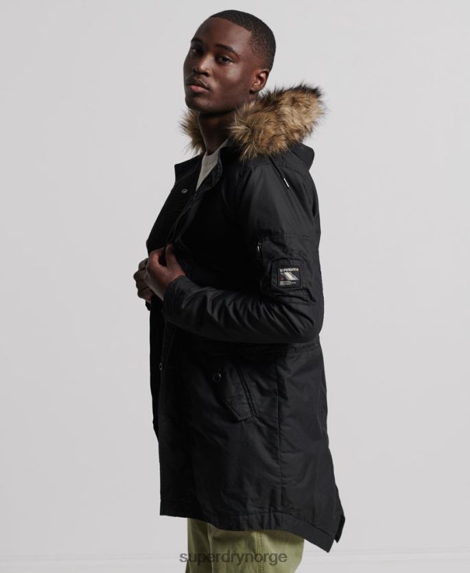 Superdry mørk grå klær 86P46D1171 service parkasjakke i fuskepels menn