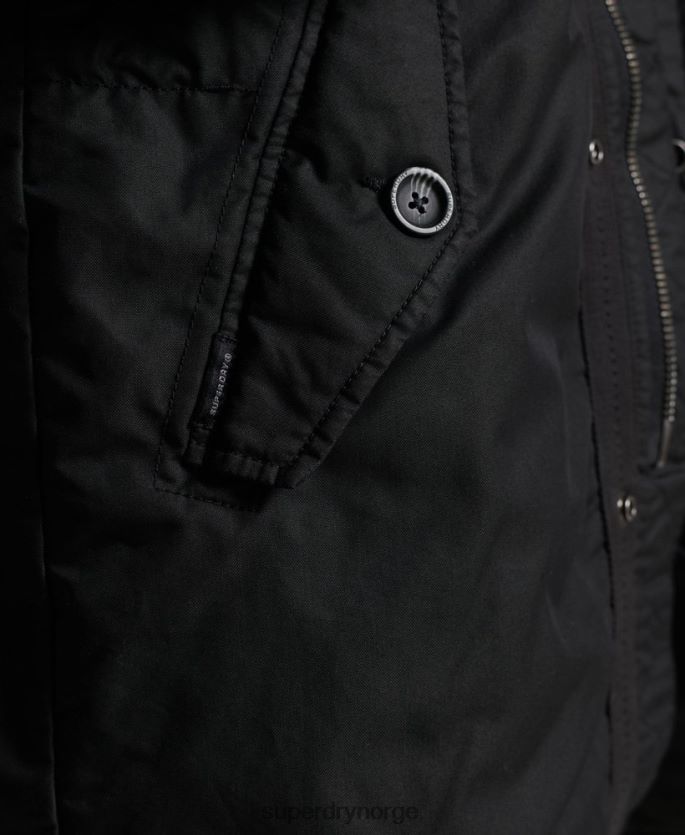 Superdry mørk grå klær 86P46D1171 service parkasjakke i fuskepels menn