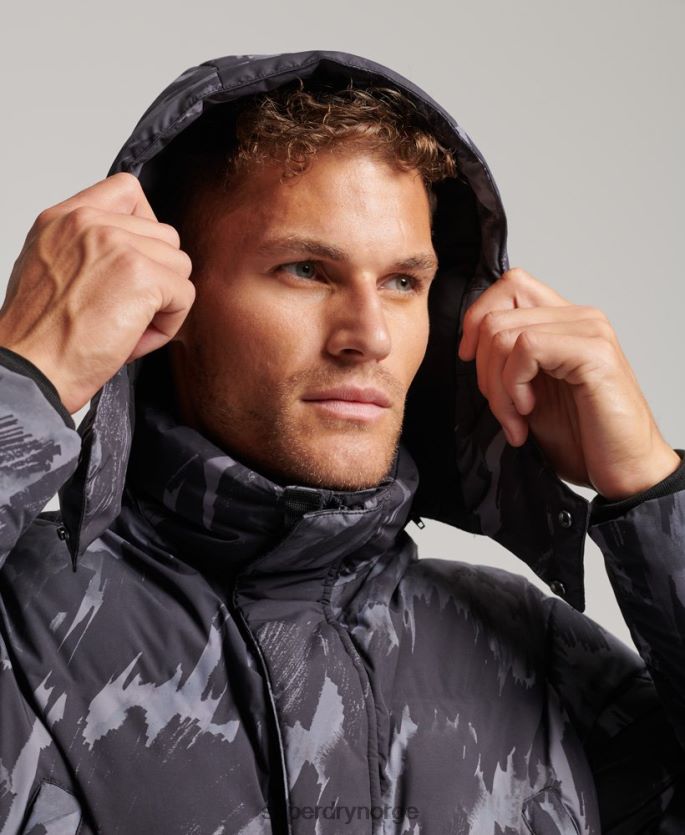 Superdry mørk grå klær 86P46D5365 boksy pufferfrakk menn