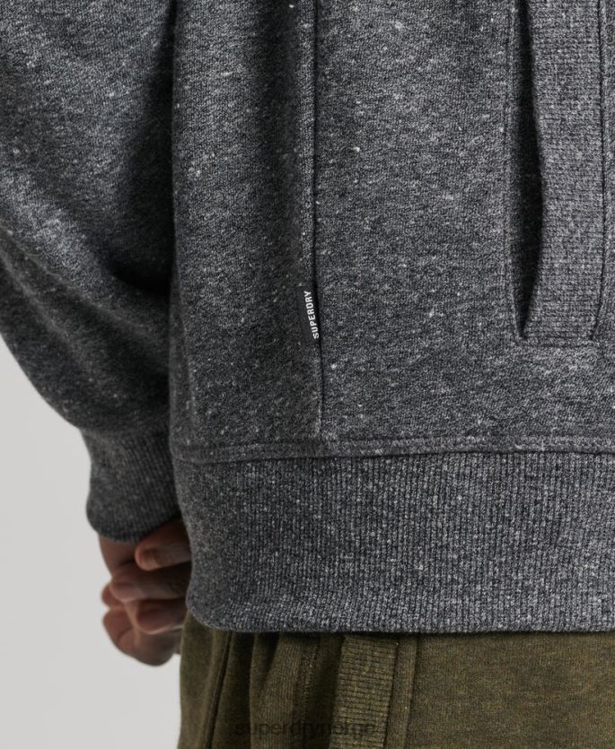 Superdry mørk grå klær 86P46D6454 organisk bomull vintage logo glidelås spor topp menn