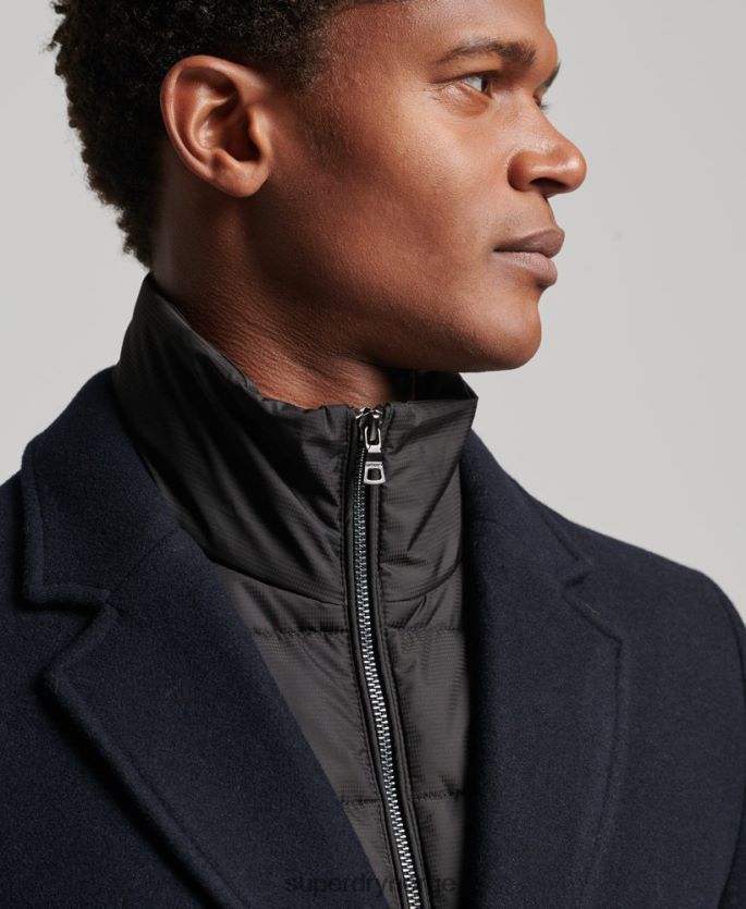 Superdry marinen klær 86P46D1023 avtakbart fôr ull bykåpe menn