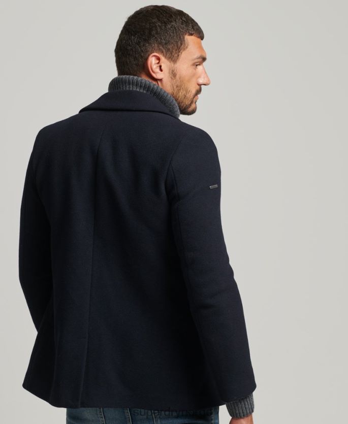 Superdry marinen klær 86P46D1146 kort ertefrakk i ullblanding menn