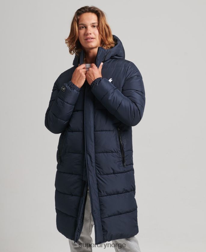 Superdry marinen klær 86P46D4520 langlinefrakk med hette med logo menn