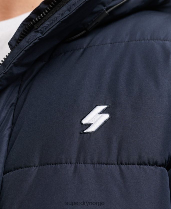 Superdry marinen klær 86P46D4520 langlinefrakk med hette med logo menn