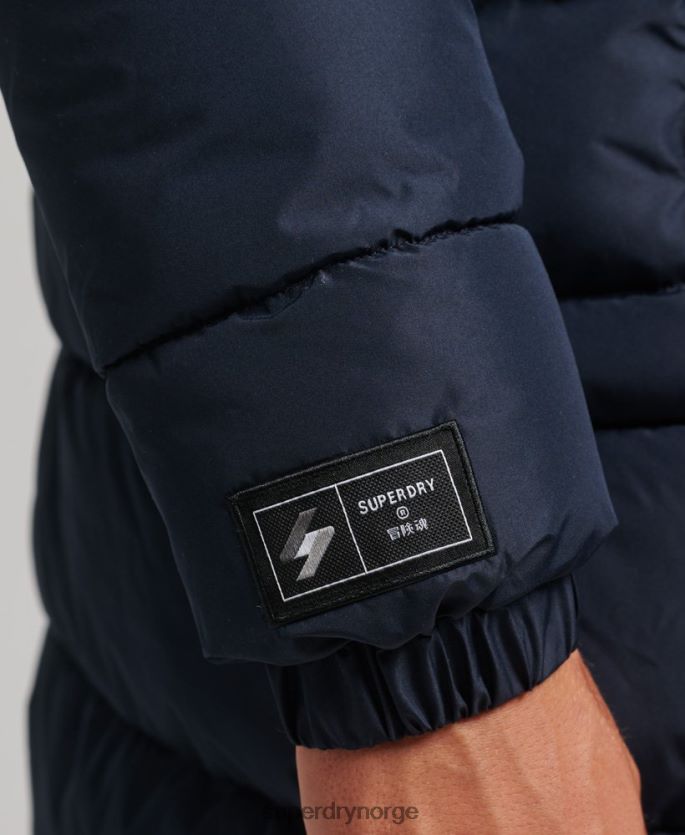 Superdry marinen klær 86P46D4520 langlinefrakk med hette med logo menn
