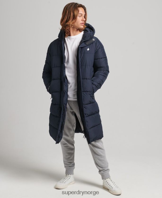 Superdry marinen klær 86P46D4520 langlinefrakk med hette med logo menn