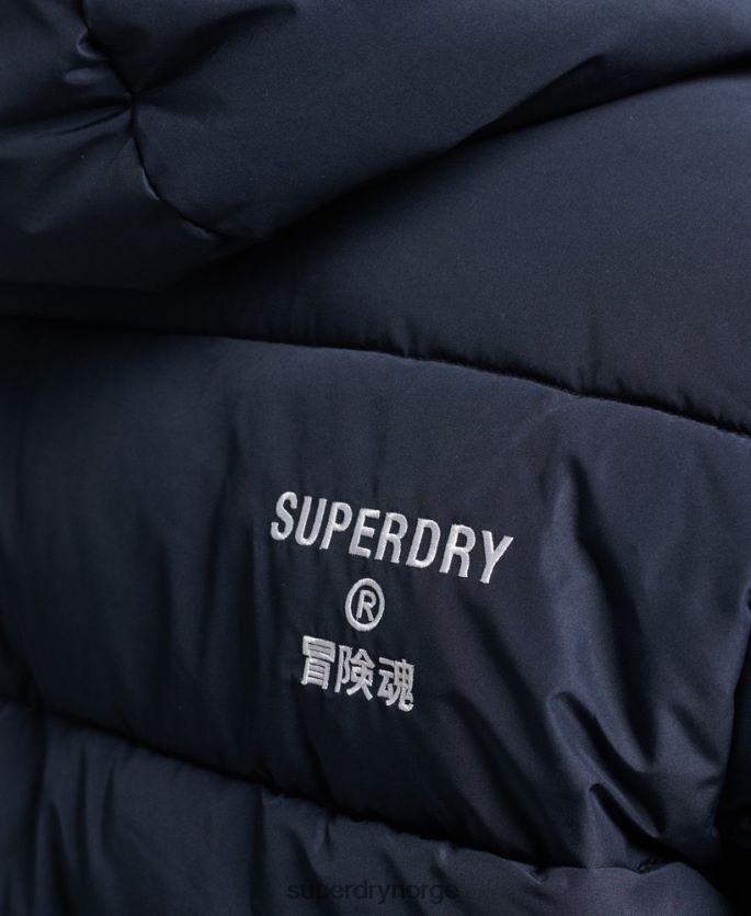 Superdry marinen klær 86P46D4520 langlinefrakk med hette med logo menn