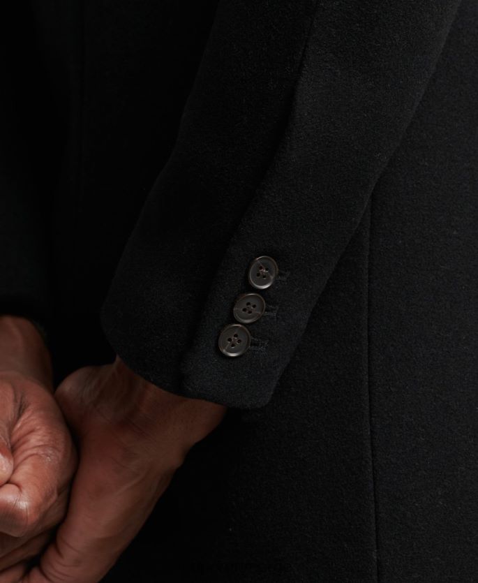 Superdry svart klær 86P46D1117 avtakbart fôr ull bykåpe menn