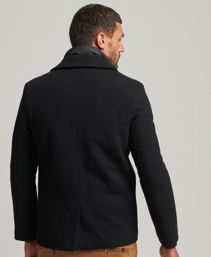 Superdry svart klær 86P46D1131 avtagbart fôr kort ullfrakk menn