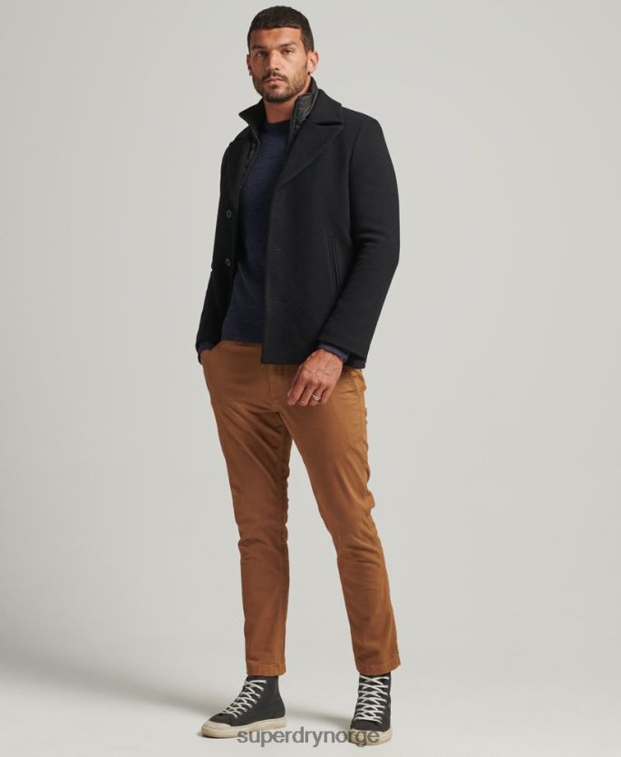 Superdry svart klær 86P46D1131 avtagbart fôr kort ullfrakk menn