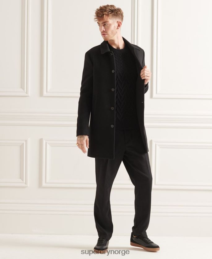 Superdry svart klær 86P46D1150 studios ull bil frakk menn