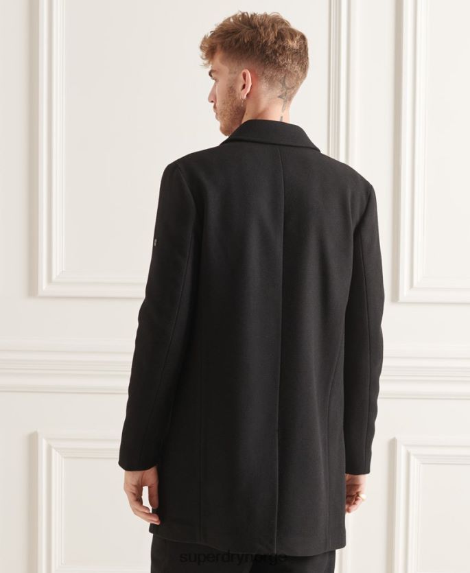 Superdry svart klær 86P46D1150 studios ull bil frakk menn