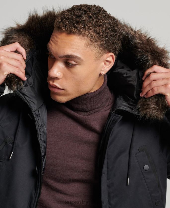 Superdry svart klær 86P46D4542 original & vintage parka kåpe menn
