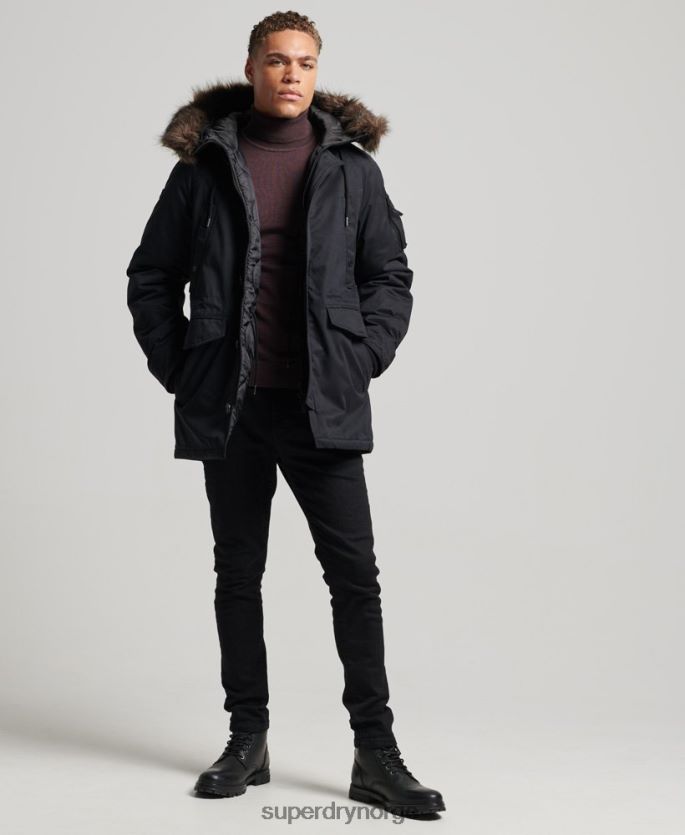 Superdry svart klær 86P46D4542 original & vintage parka kåpe menn