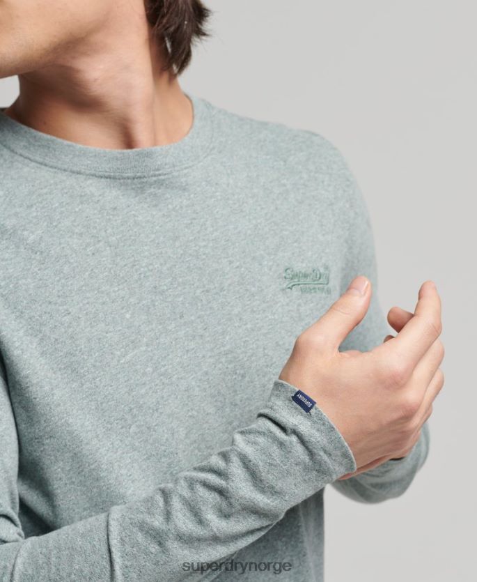 Superdry blå klær 86P46D1486 vintage logobrodert topp i økologisk bomull menn