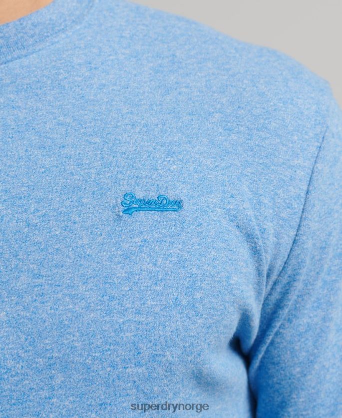 Superdry blå klær 86P46D1556 vintage logobrodert henley topp i økologisk bomull menn