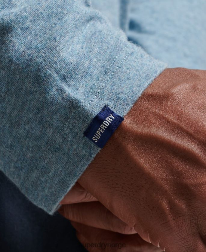 Superdry blå klær 86P46D1570 vintage logobrodert topp i økologisk bomull menn