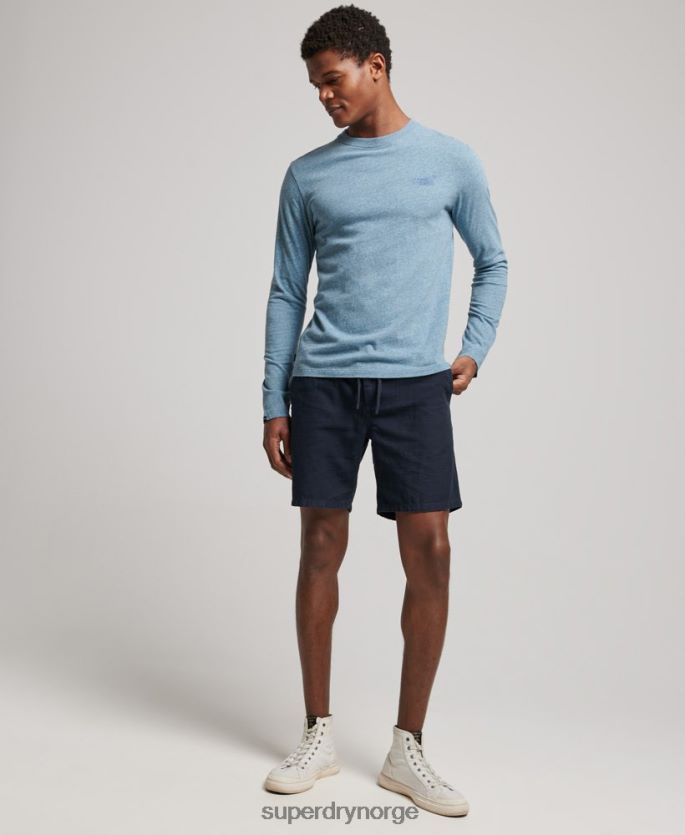 Superdry blå klær 86P46D1570 vintage logobrodert topp i økologisk bomull menn