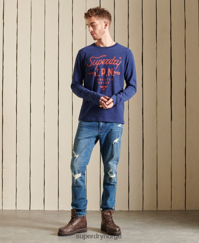 Superdry blå klær 86P46D1580 arbeidstøytopp i manusstil menn