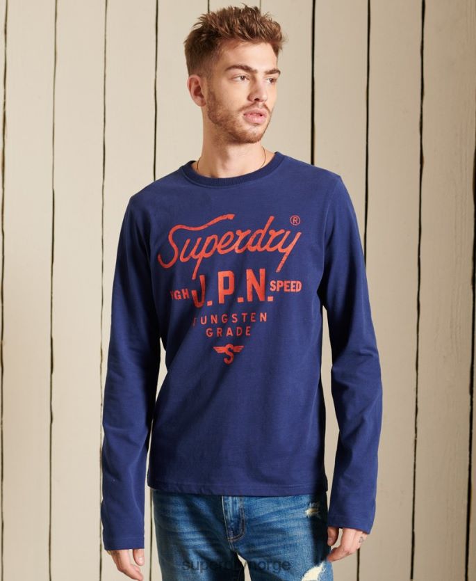 Superdry blå klær 86P46D1580 arbeidstøytopp i manusstil menn