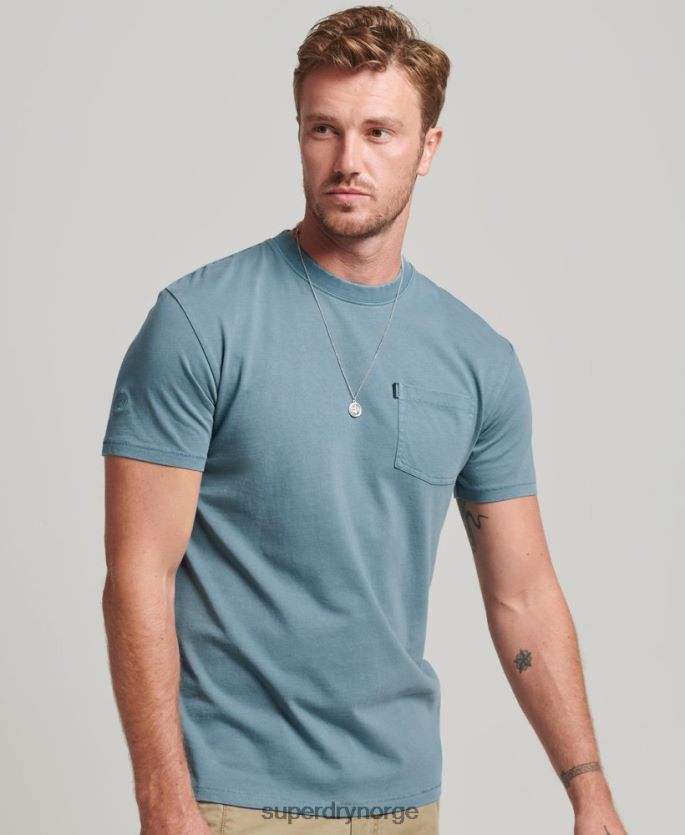 Superdry blå klær 86P46D4814 t-skjorte med lommer i økologisk bomull menn