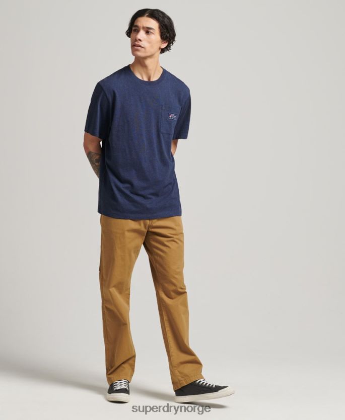 Superdry blå klær 86P46D4818 t-skjorte med logolomme i økologisk bomull menn