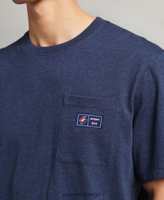 Superdry blå klær 86P46D4818 t-skjorte med logolomme i økologisk bomull menn