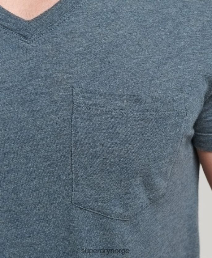 Superdry blå klær 86P46D4819 t-skjorte med v-hals i økologisk bomull menn