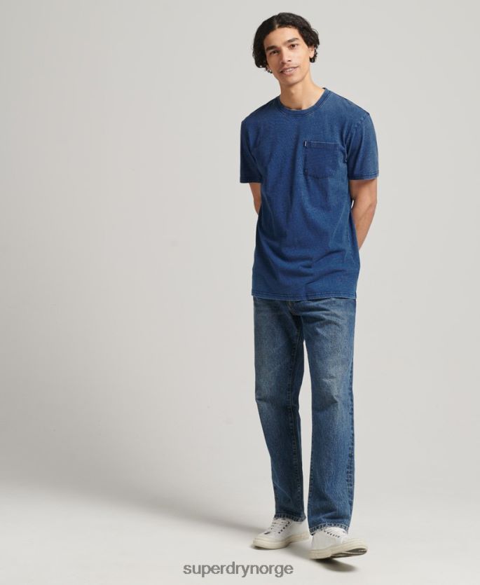 Superdry blå klær 86P46D4847 vintage indigo t-skjorte i økologisk bomull menn