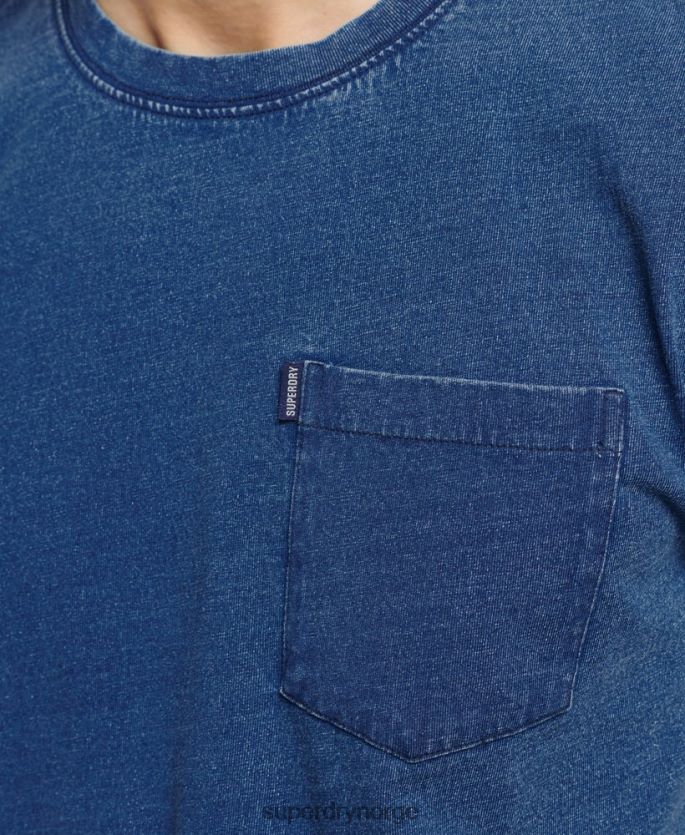 Superdry blå klær 86P46D4847 vintage indigo t-skjorte i økologisk bomull menn