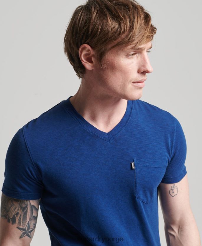 Superdry blå klær 86P46D4877 t-skjorte med v-hals i økologisk bomull menn