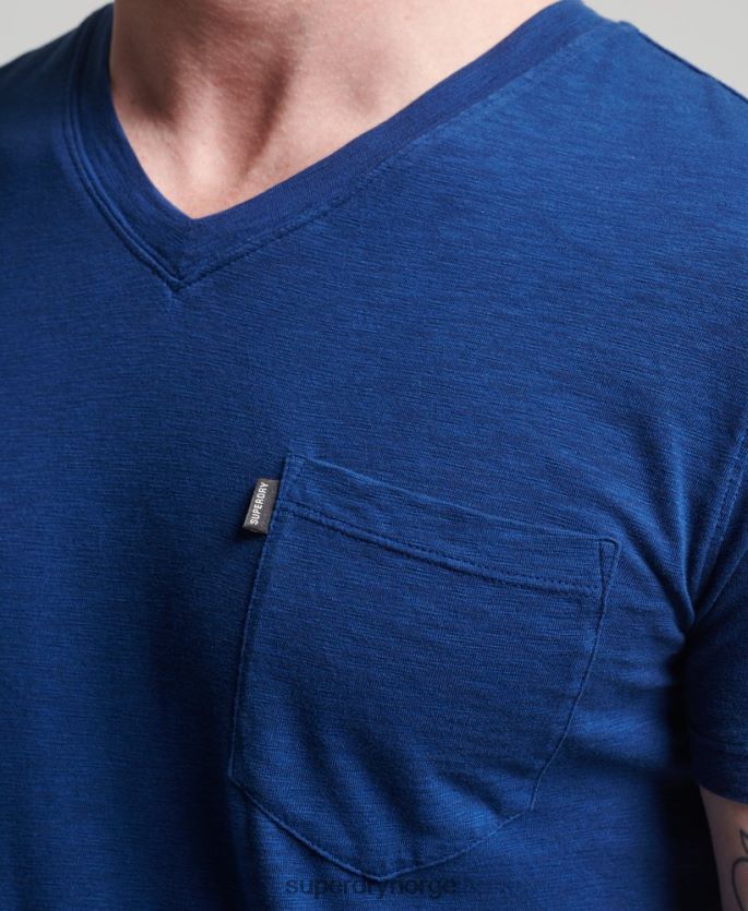 Superdry blå klær 86P46D4877 t-skjorte med v-hals i økologisk bomull menn