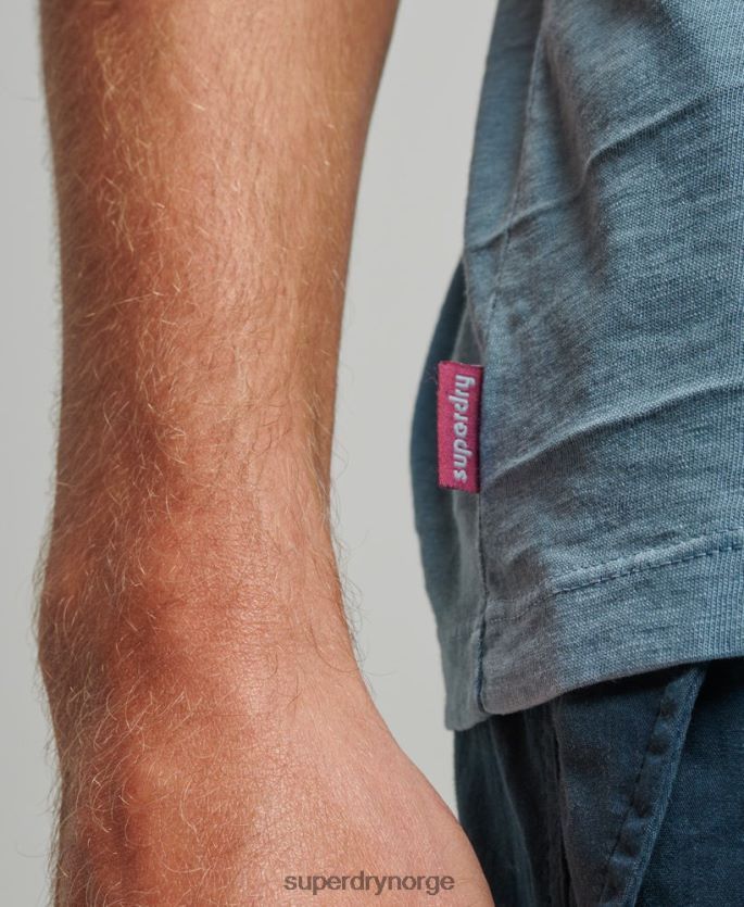 Superdry blå klær 86P46D48 t-skjorte med vintage tekstur i økologisk bomull menn