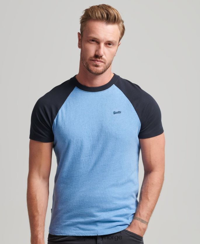 Superdry blå klær 86P46D4907 organisk bomull essensielt baseball-t-skjorte med logo menn