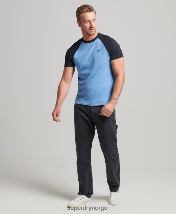 Superdry blå klær 86P46D4907 organisk bomull essensielt baseball-t-skjorte med logo menn