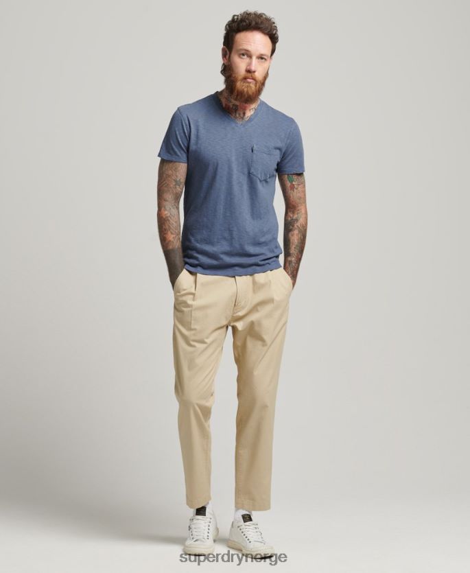 Superdry blå klær 86P46D4936 t-skjorte med v-hals i økologisk bomull menn