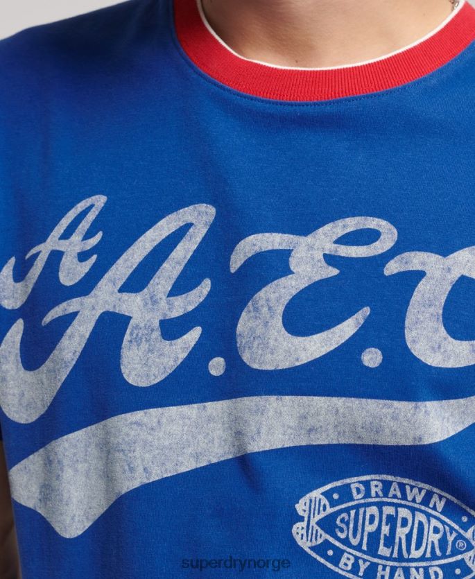 Superdry blå klær 86P46D4961 kollegial t-skjorte menn