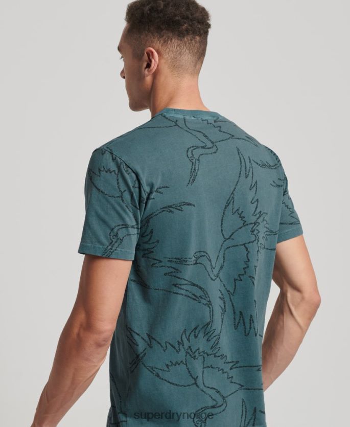 Superdry blå klær 86P46D50 overfarget t-skjorte med trykk menn