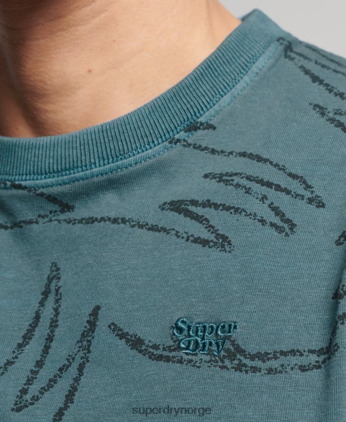 Superdry blå klær 86P46D50 overfarget t-skjorte med trykk menn
