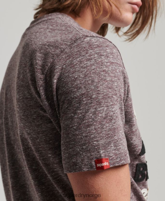 Superdry brun klær 86P46D116 flott utendørs applikert t-skjorte menn