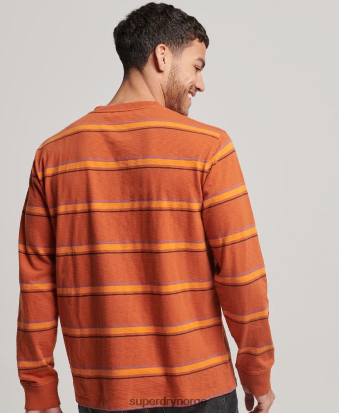 Superdry brun klær 86P46D1476 vintage teksturert stripetopp i økologisk bomull menn